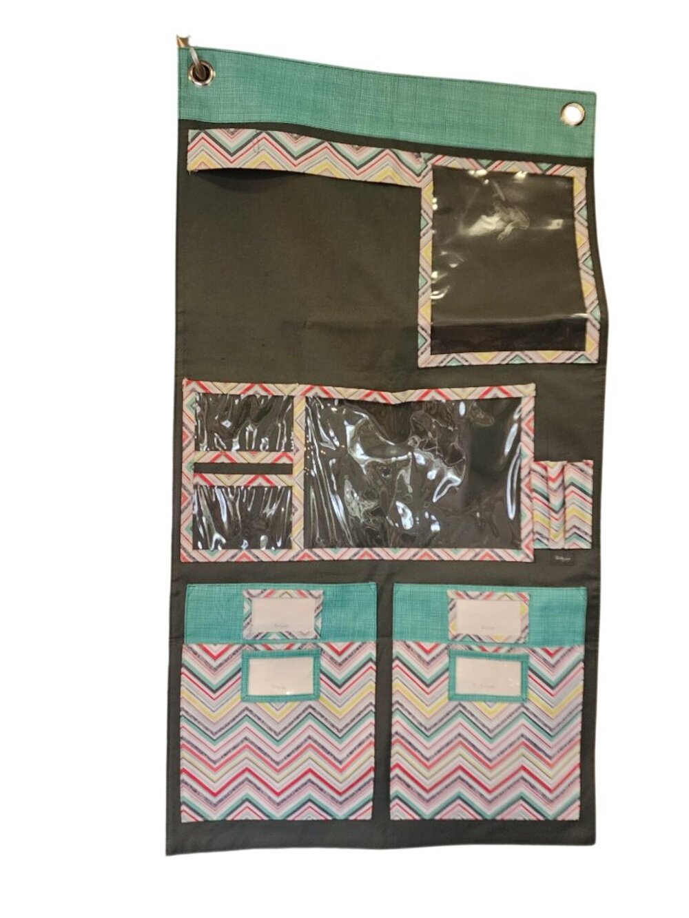 Thirty One 31 Wall Organizer Party Punch And Turquoise Crosshatch Chevron